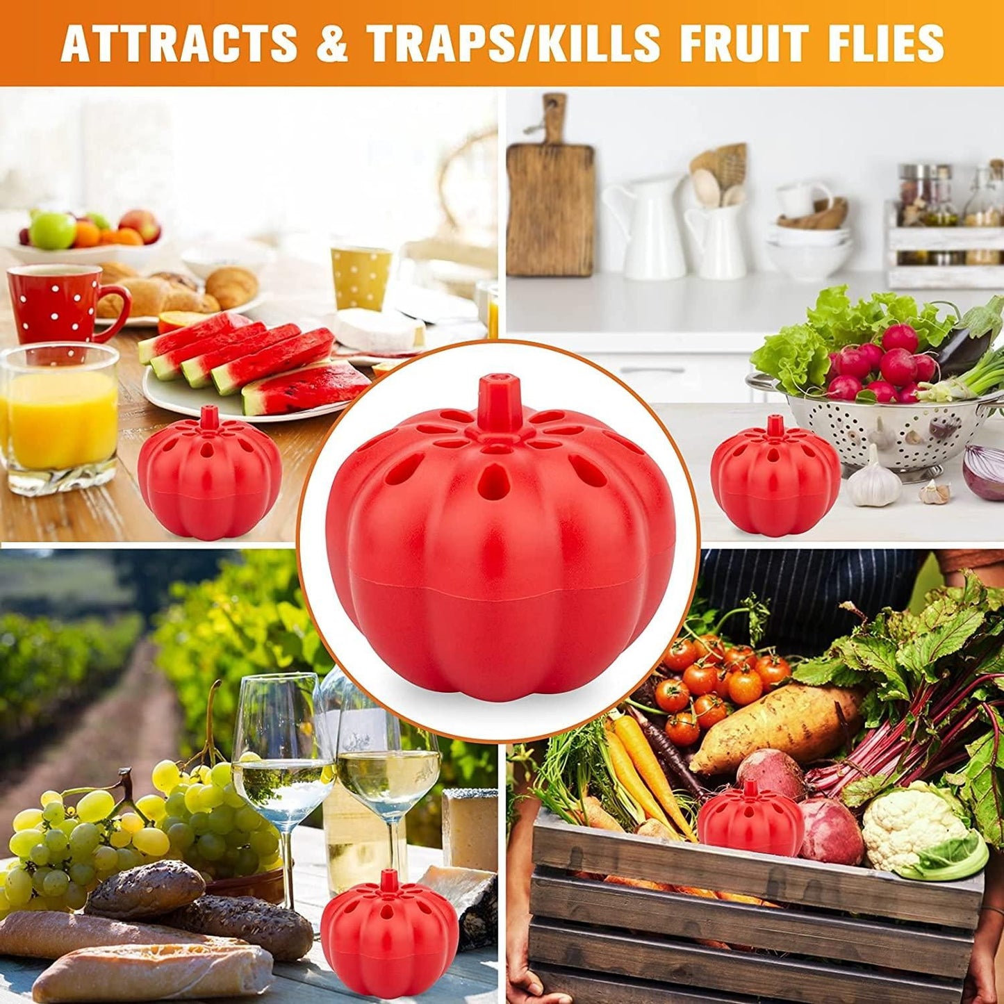 Fruit Fly Traps Pumpkin Shape Frost for Your Home (Pack of 2)